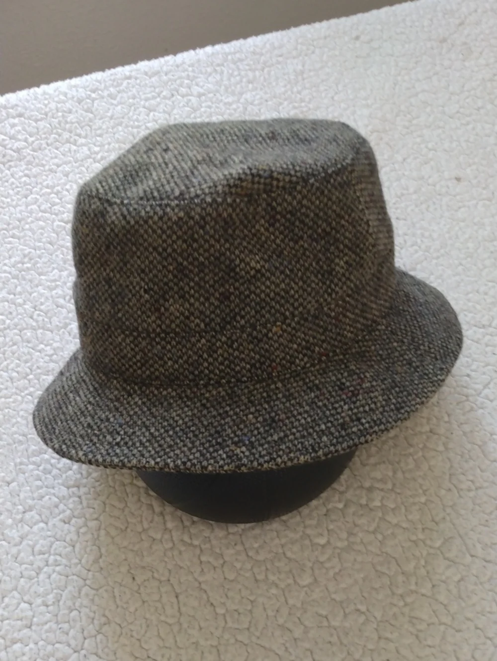 100% Wool Brown Barleycorn Tweed Bucket Hat (Crushable) - Large